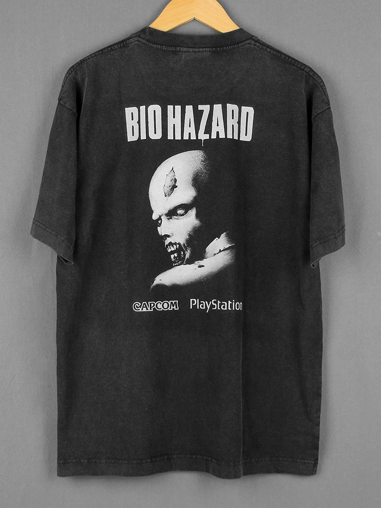 Biohazard Resident Evil Game Pure Cotton Washed Short-Sleeved Casual Men's T-Shirt