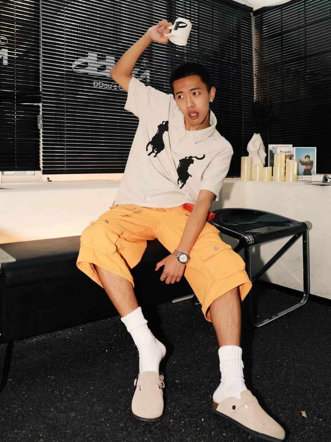 Chai (Disassembled) Sickle and Hammer Spoof Ruffian Bootleg Original Niche Design Loose Trendy Short-Sleeve Shirt