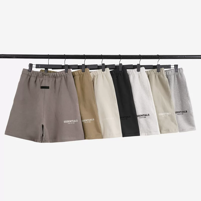 Essentials Hhh Multi-Line Flocking Small Label Letter Print Shorts Drawstring Casual Loose Summer Five-Quarter Pants