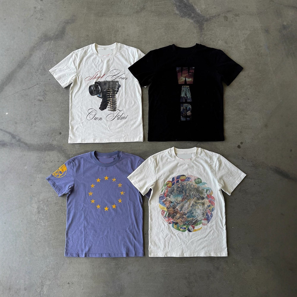 European and American Cross-Border Y2K Printed T-Shirt Short-Sleeved Round Neck Top Personalized Dark Retro Trendy Ins Loose Hip-Hop T-Shirt
