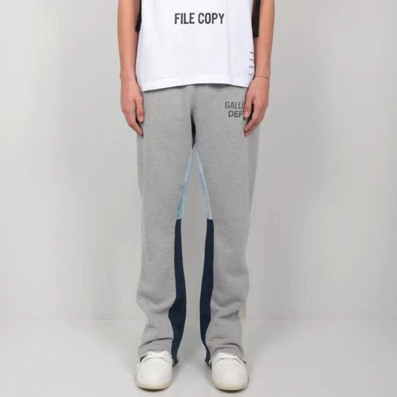 Correct Version of Gallery Dept Hand-Painted Splatter Ink Patchwork Drawstring High Street Casual Sweatpants Flared Long Pants for Men