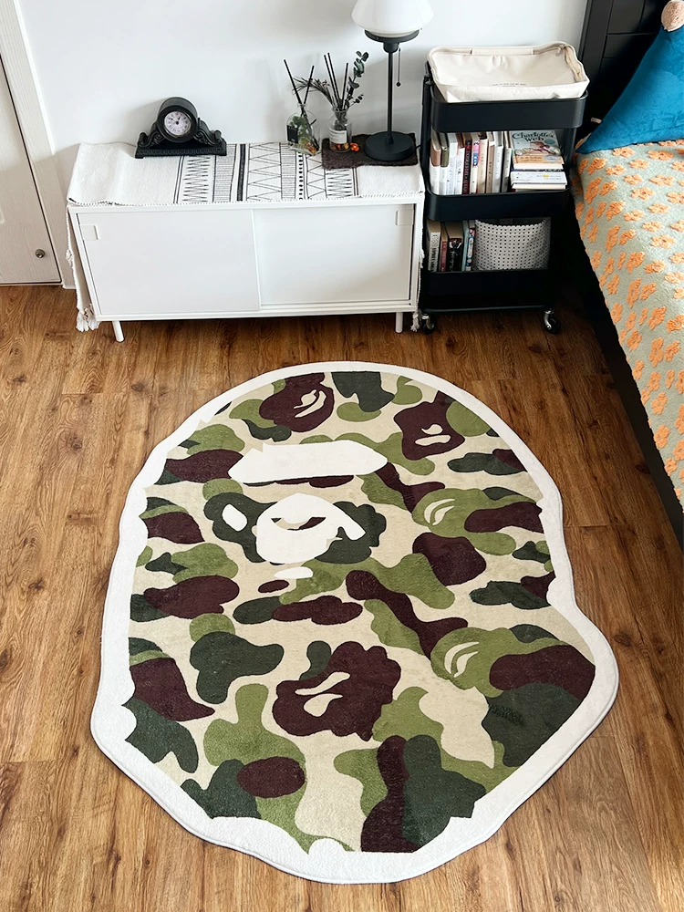 Fashionable Brand Camouflage Ape Thick Velvet Carpet Living Room Bedroom Bedside Home Decoration Study Chair Cushion Non-Slip Washable