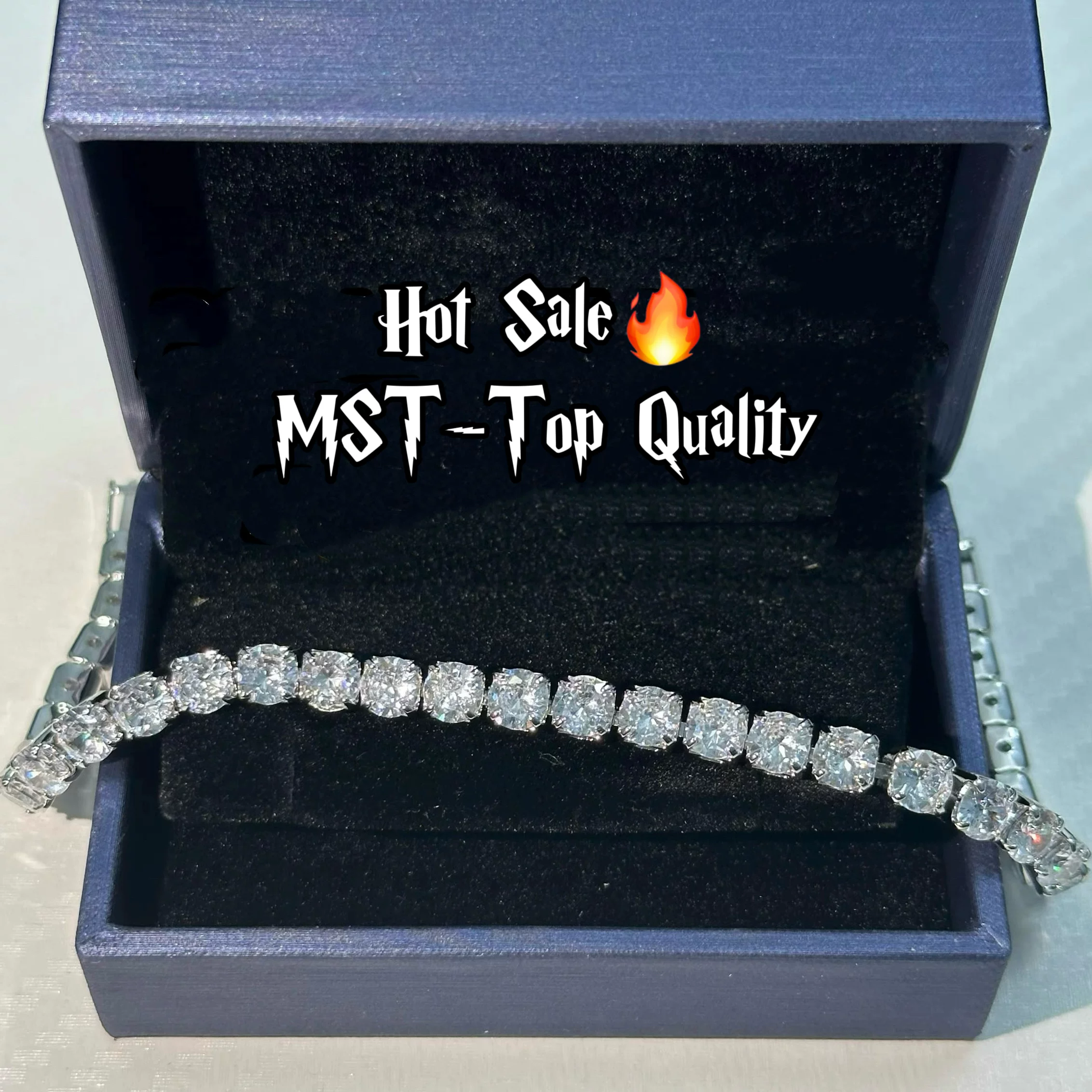 Mst Bling American-Style Rock Candy Tennis Bracelet High Street Hip-Hop Sparkling Single-Row Diamond Trendy Light Luxury Jewelry