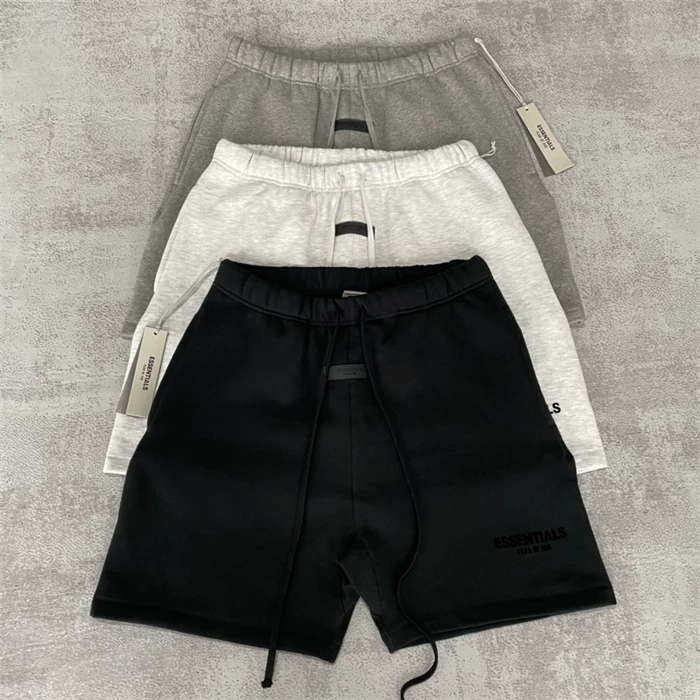 Essentials Czfog Double-Row Flocked Letter Shorts for Men and Women, Summer Sports and Leisure Five-Point Shorts for Couples