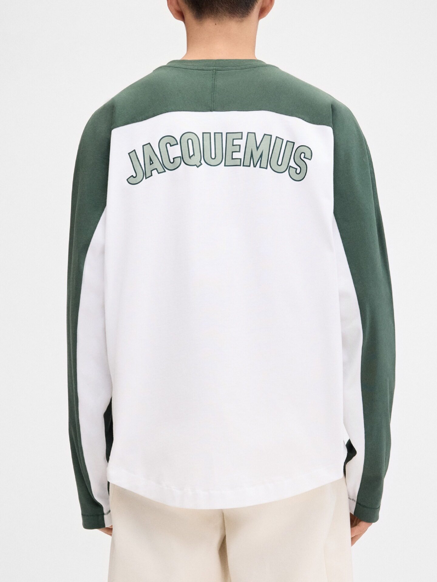 Korean Early Autumn Color-Block Long-Sleeve T-Shirt with Letter Print, Round Neck, Casual Jacquemus Top, Unisex Base Layer Top