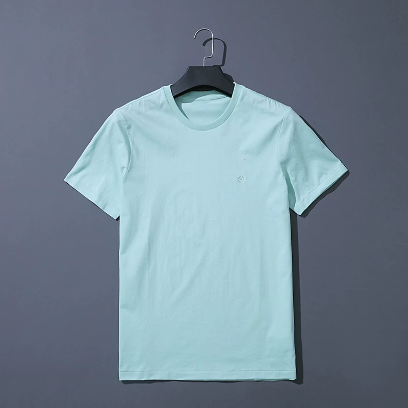 Simple and Versatile Round-Neck T-Shirt for Couples, Pure Cotton, Solid Color, Plain Fabric Base Shirt