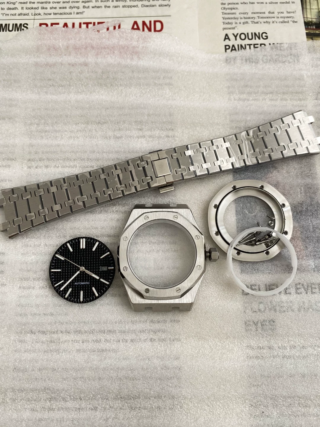 41mm Oak Watch Case Nh35 Movement Watch Case Strap + Dial + Hands Sapphire Modified Watch Accessories