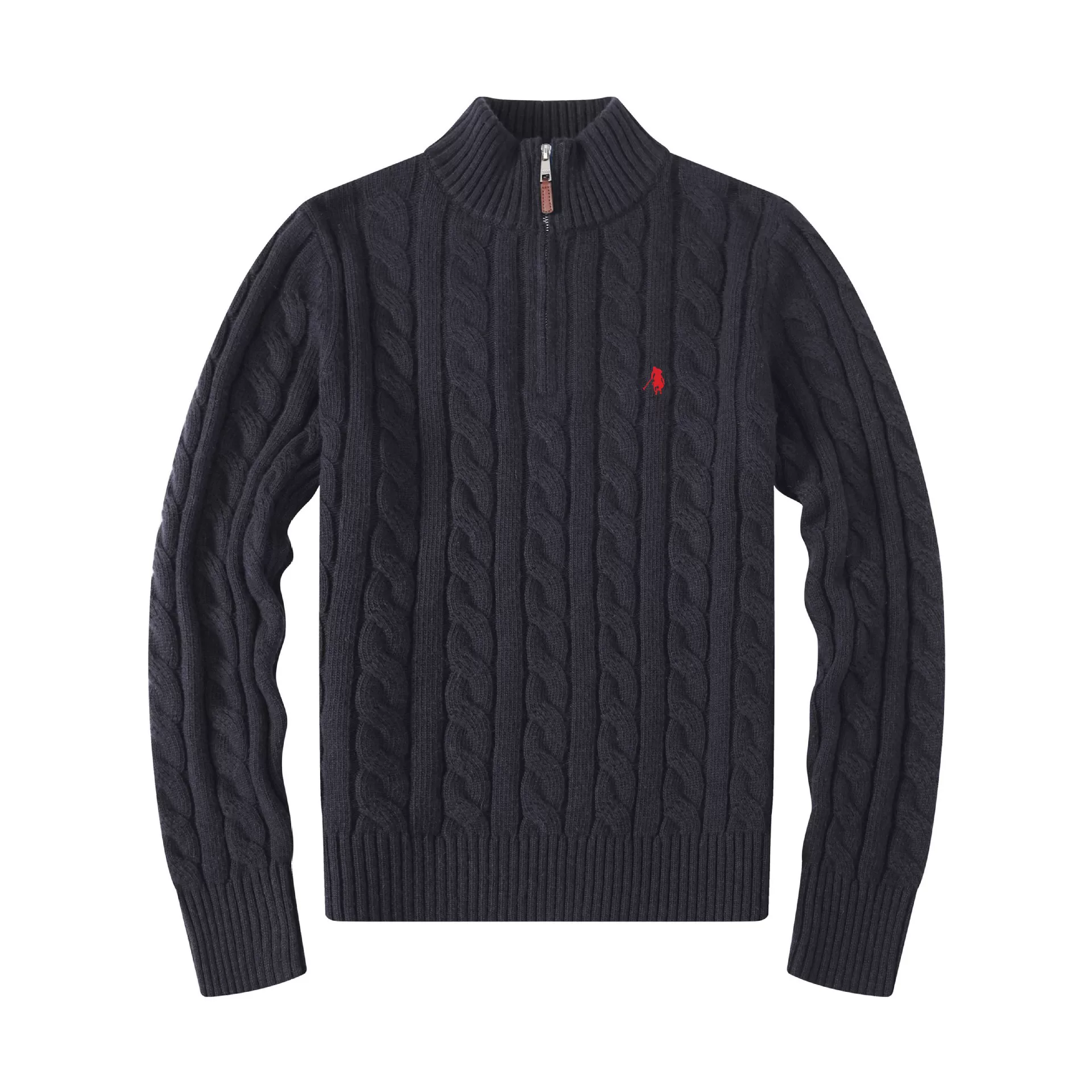 Ralph Lauren Cable Knit Quarter Zip Sweater Grey