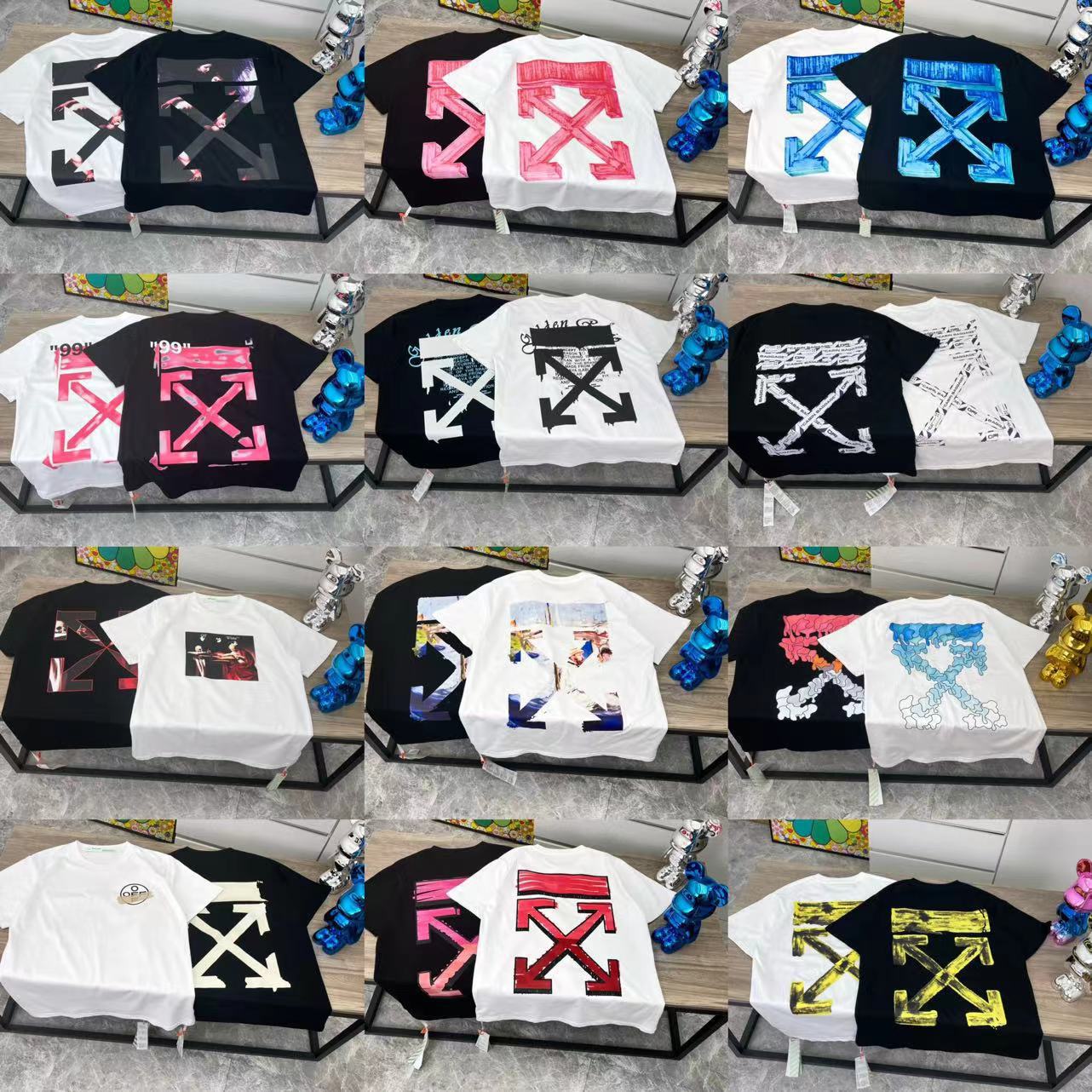 Cross-Border 2024 Summer New Trendy Off-White High-Quality Unisex T-Shirt with Print