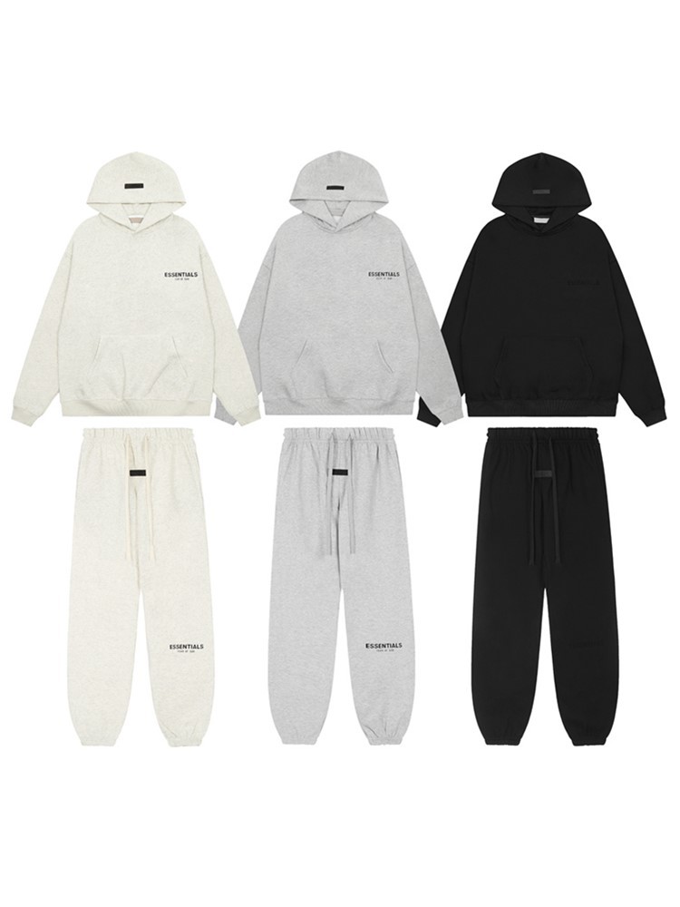FOG Line ESSENTIALS Hooded fleece-lined Sweater Black Letter Flocking Hoodie Coat Trendy Brand Cross-border Hair