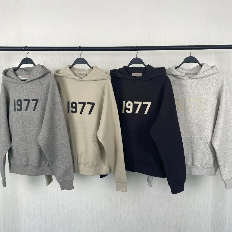 2022SS-1977 Flocking Hat Sweater ESSENTIALS fleece-lined Trendy Brand Hoodie Cross-border Hot Sale