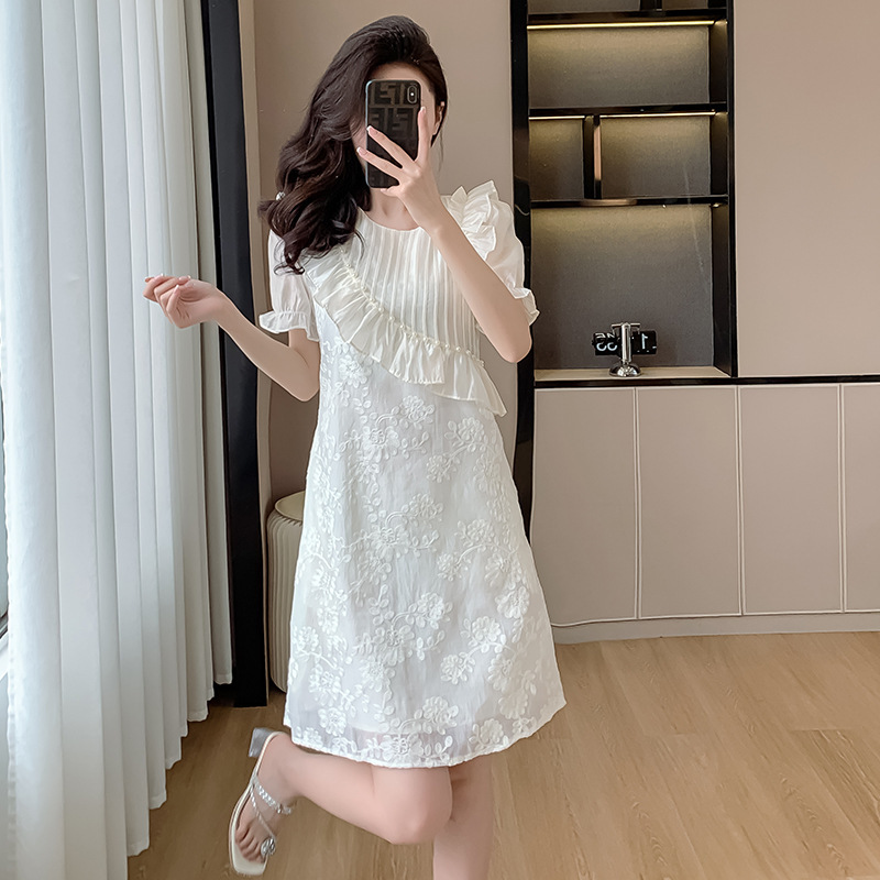 Ruffled Lace Embroidered Dress Summer New High-end Goddess Style Fashion Elegant Fresh First Love Dress