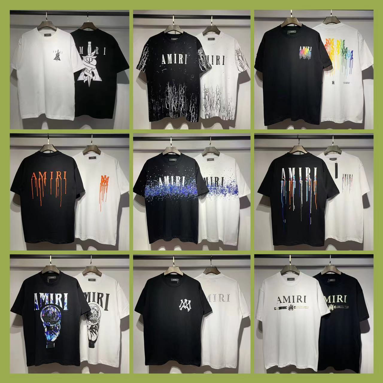 SummeR New ShoRt-sleeved AM1R1 ICON LetteR PRinted Loose T-shiRt Men's TRendy BRand Casual Half-sleeved Tops foR Women