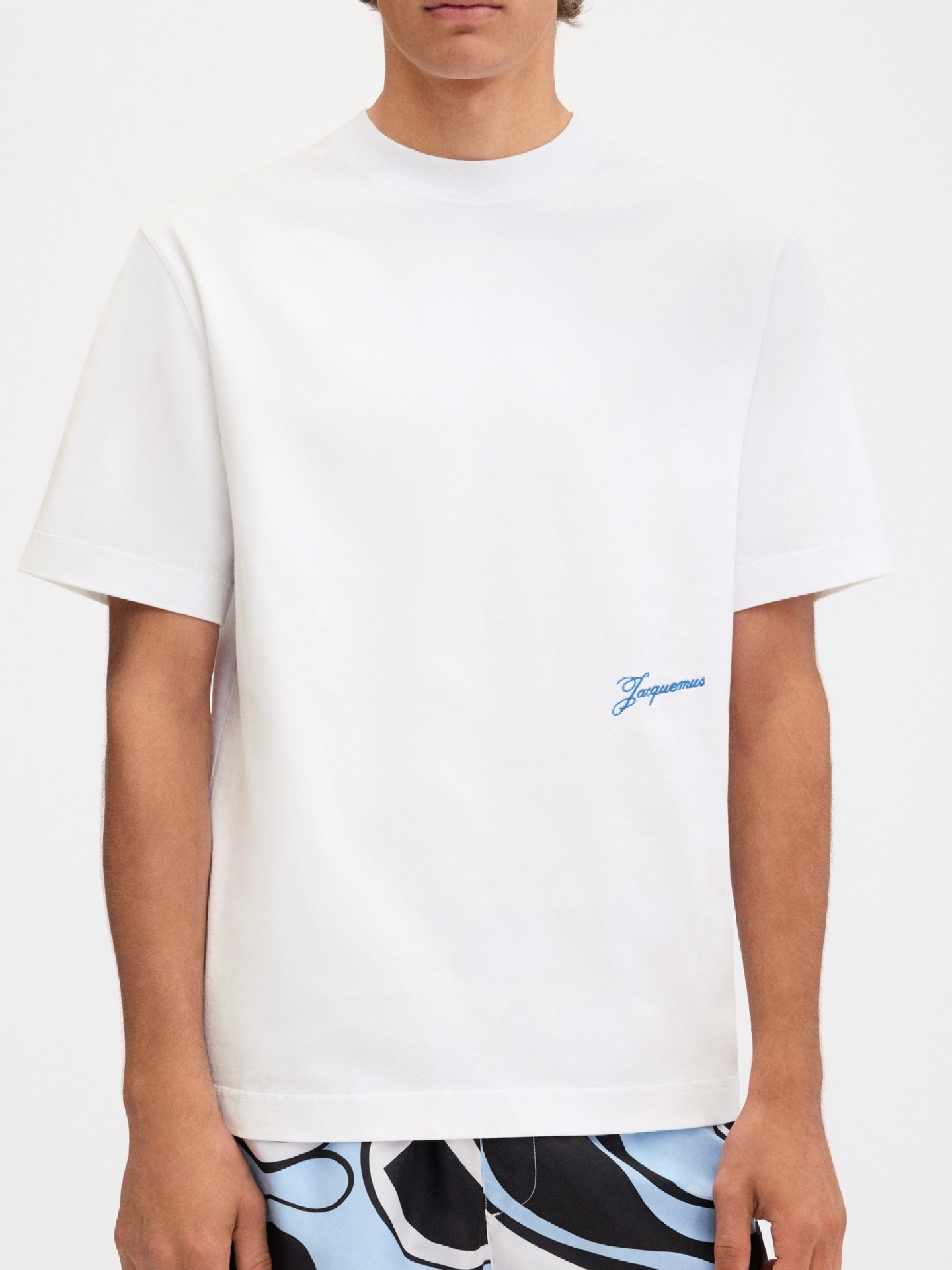 In-Stock 2025 Early Autumn Men's Logo Print Short-Sleeve T-Shirt, Classic Jacquemus Round Neck Top, Unisex