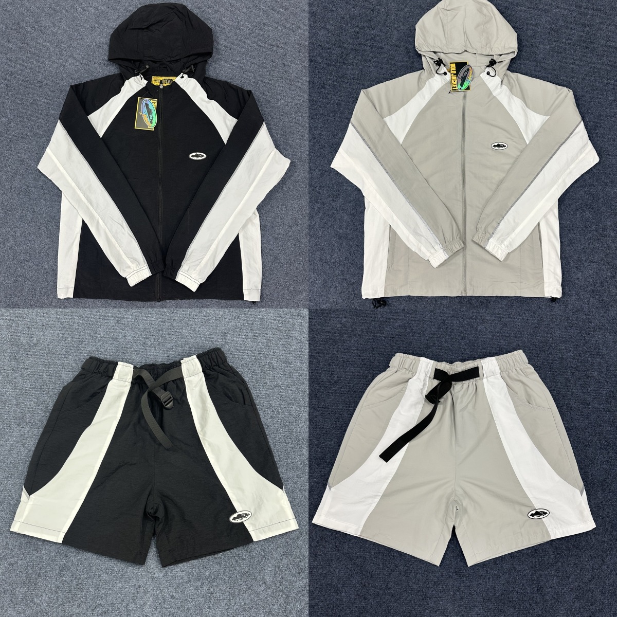 Cross-border corteiz for Alcatraz Island suit Color-block Embroidered Badge Unisex Coat Ins Jacket Shorts