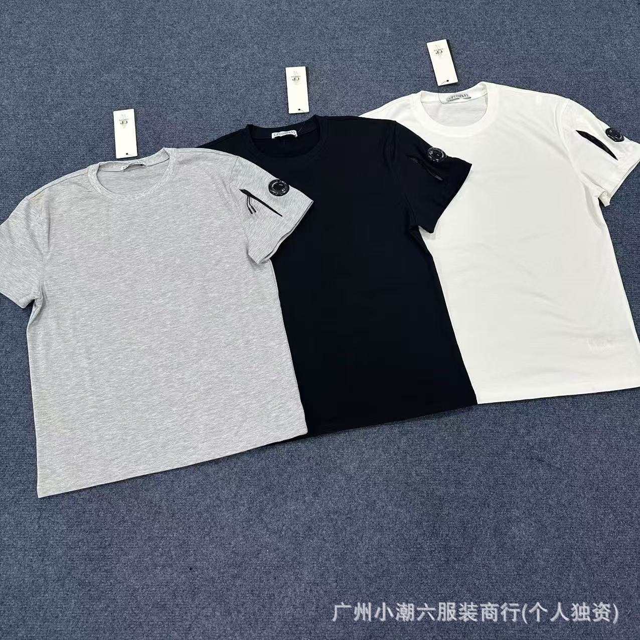 Cross-border supply CP short-sleeved COMPANY basic badge lens solid color T-shirt men's and women's high street ins daily
