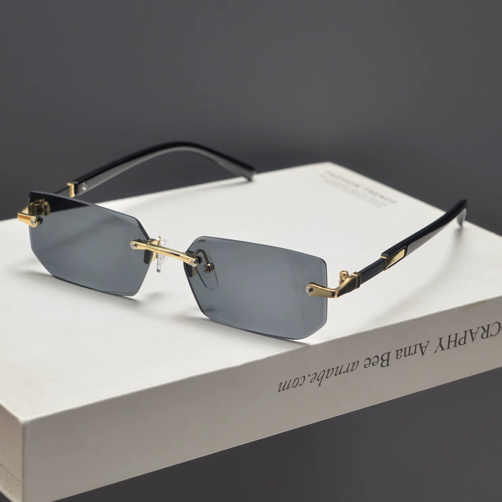Cyberpunk Futuristic Rectangular Frameless Narrow Frame Sunglasses for Men and Women Trendy Small Frame Ocean Lens Sunglasses