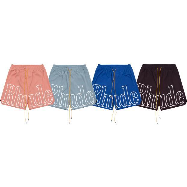 Dropshipping American Rhude New Cut Out Letter Printed Shorts Loose Casual Men's and Women's Mesh Beach Pants