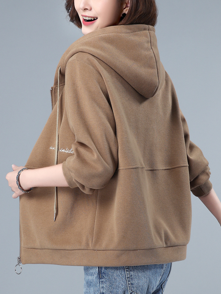 Zipper Sweater Coat Women's Spring and Autumn 2024 New Middle-aged Mother Age-reducing Hooded Loose Casual Cardigan Top