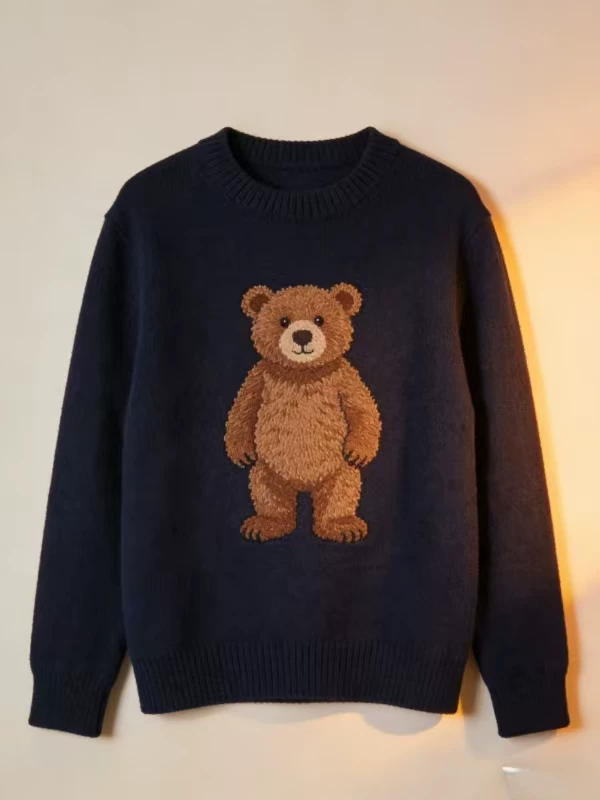 Men's Bear Crewneck Sweater Cartoon Bear Sweater P