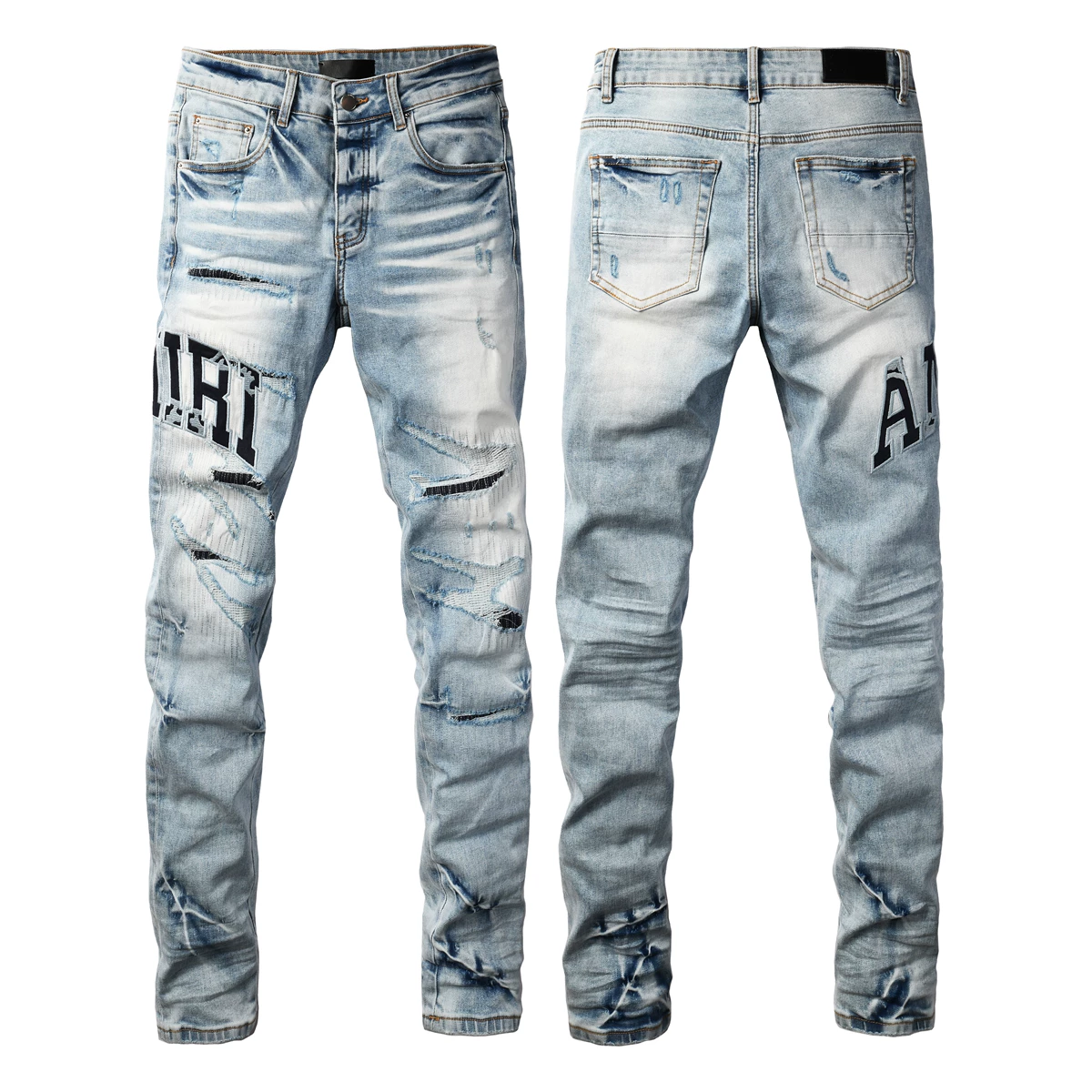 Amiri Black Skinny Jeans with Rhinestone Embellishments