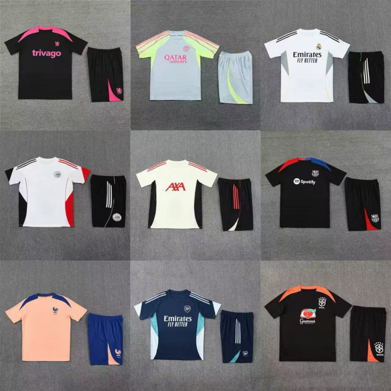 Wholesale Paris Real Madrid Arsenal Chelsea Barcelona Inter Milan Juventus Summer Adult Short-Sleeved Training Uniform Set