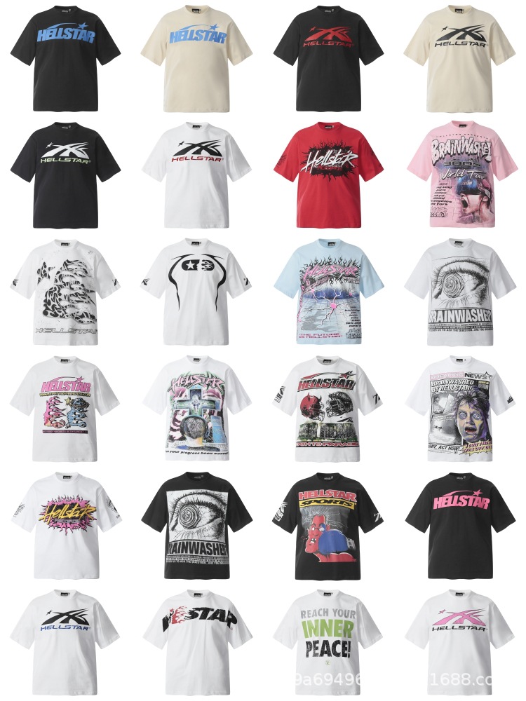 American-style HELLSTAR Hell Star Short-sleeved T-shirt Men's Ins High Street T-shirt Base Shirt Women's Summer Top