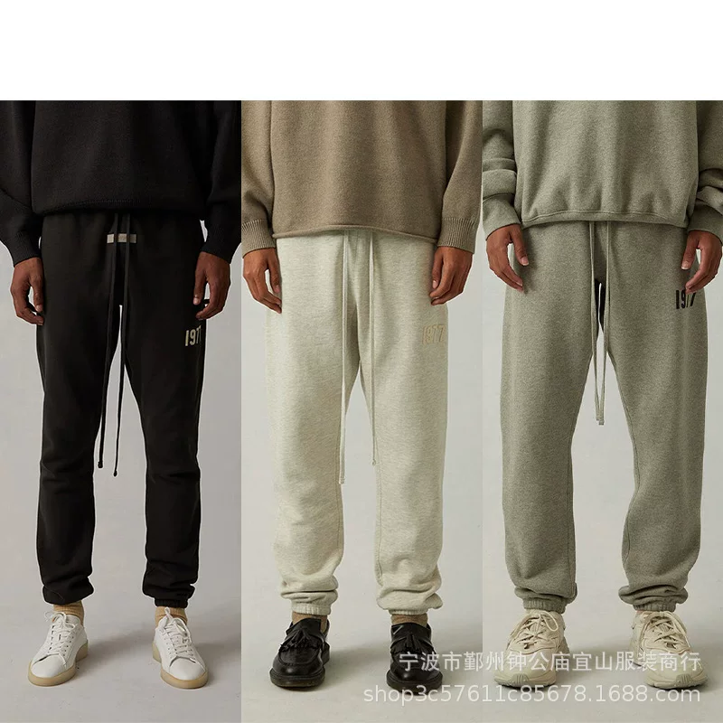 2022Ss Velvet Pants 1977 Flocking Printed Essentials Trendy Brand Pants Cross-Border Hot Sale