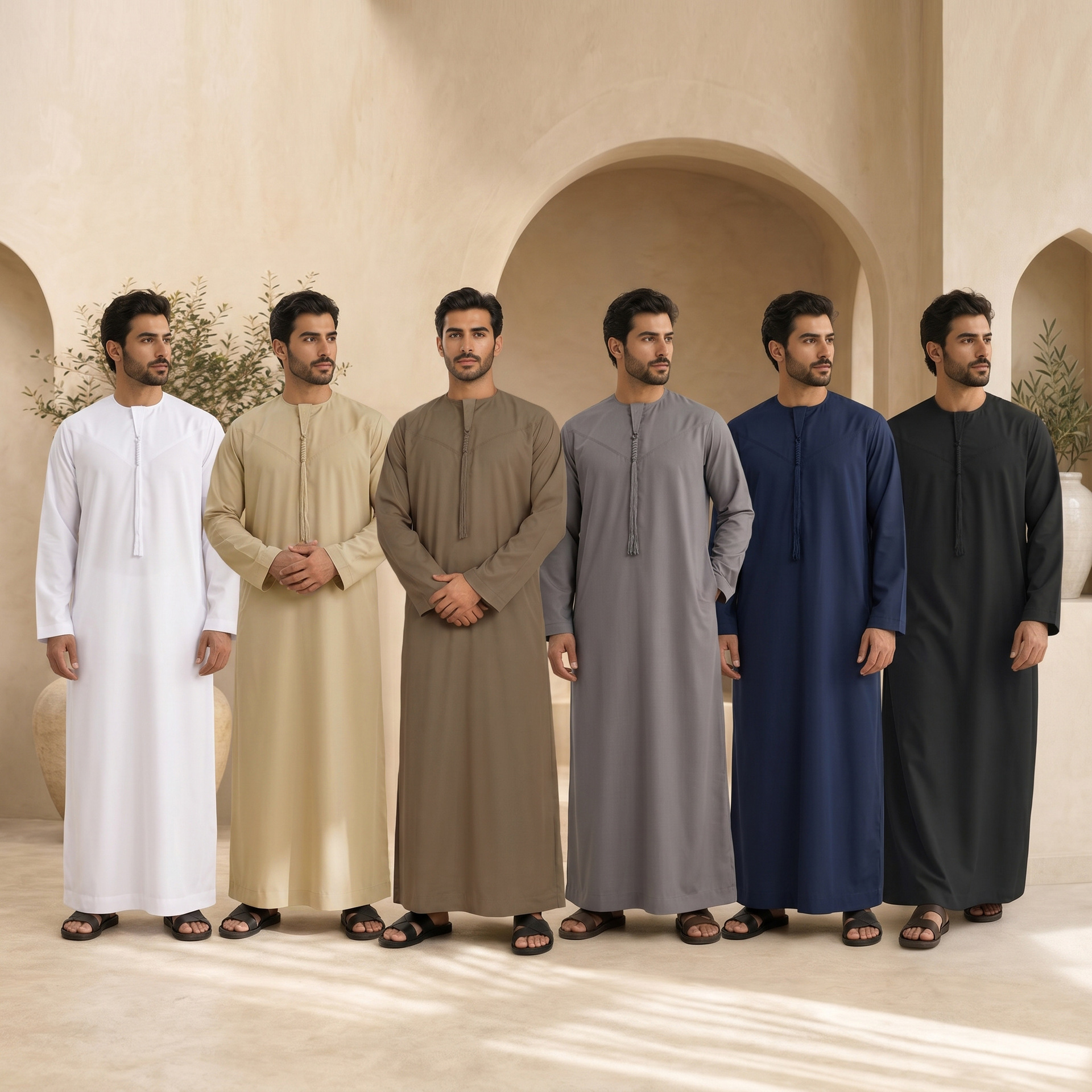 2026 New Basic Men's Robe with Round Neck, Long Sleeves, Versatile with Pockets, Men's Multi-Color Jacket Fotografie QC de pe 1688 pe Qualit.ly