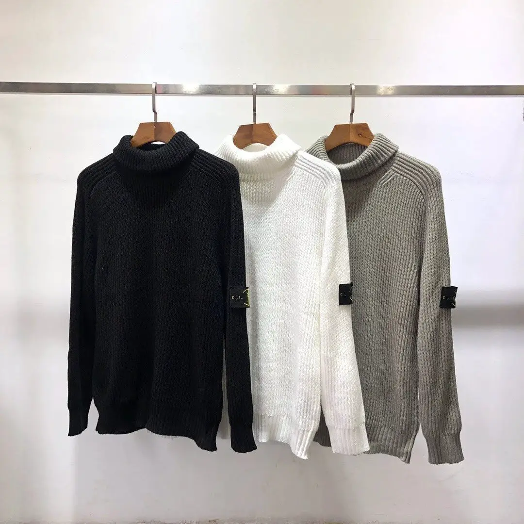 Autumn and Winter High Collar Solid Color Knitted Sweater