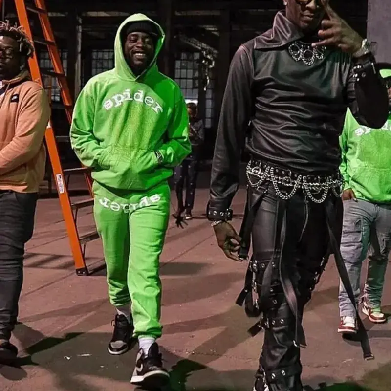 Young Thug Celebrity Style Sp5Der 555555 Pants Hoodie Long Pants and Sweatshirt Set