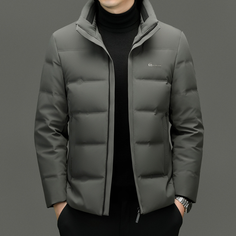 2024 Winter Korean Style New Solid Color Warm Short Down Jacket Men's Casual Collar Handsome Simple Coat Trendy