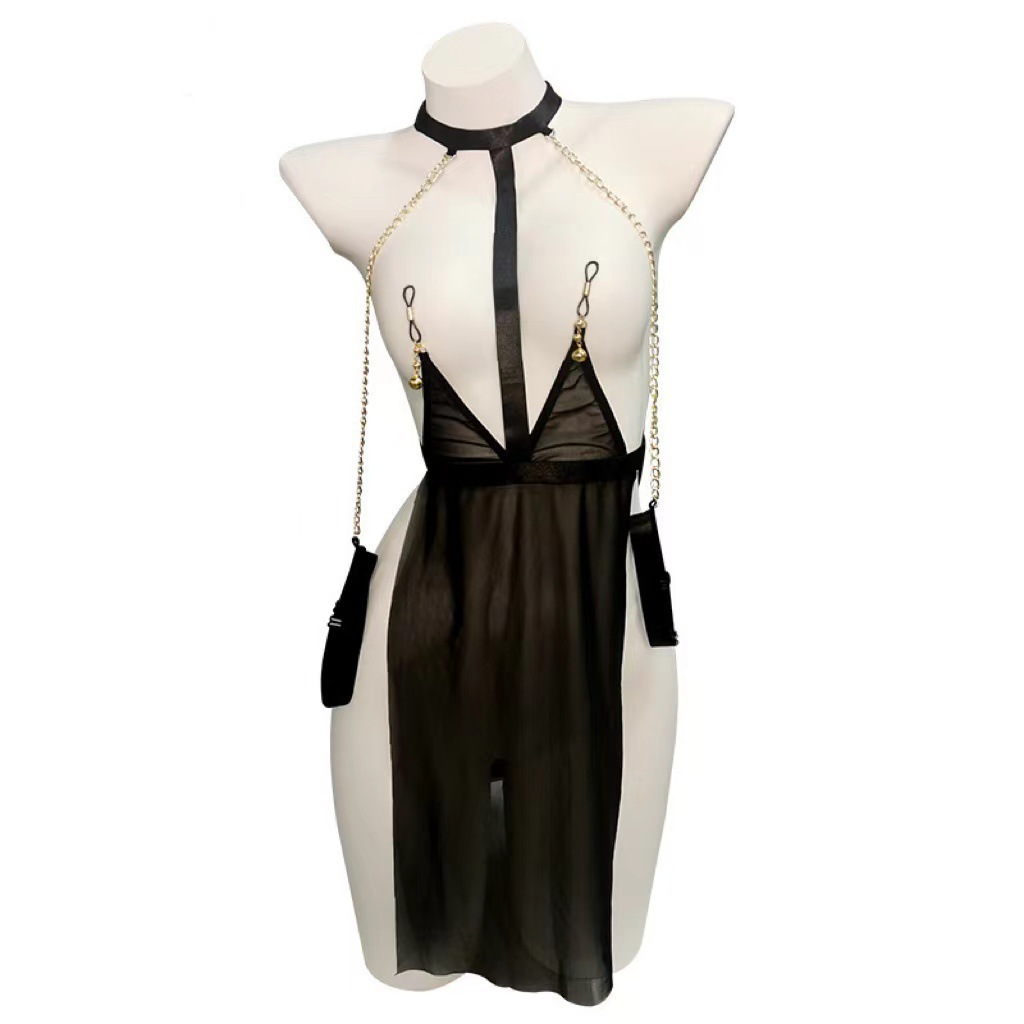 Sexy Underwear Hot Sexy Perspective Uniform Temptation Open Hollow Free Cheongsam Passion sm Pajamas suit