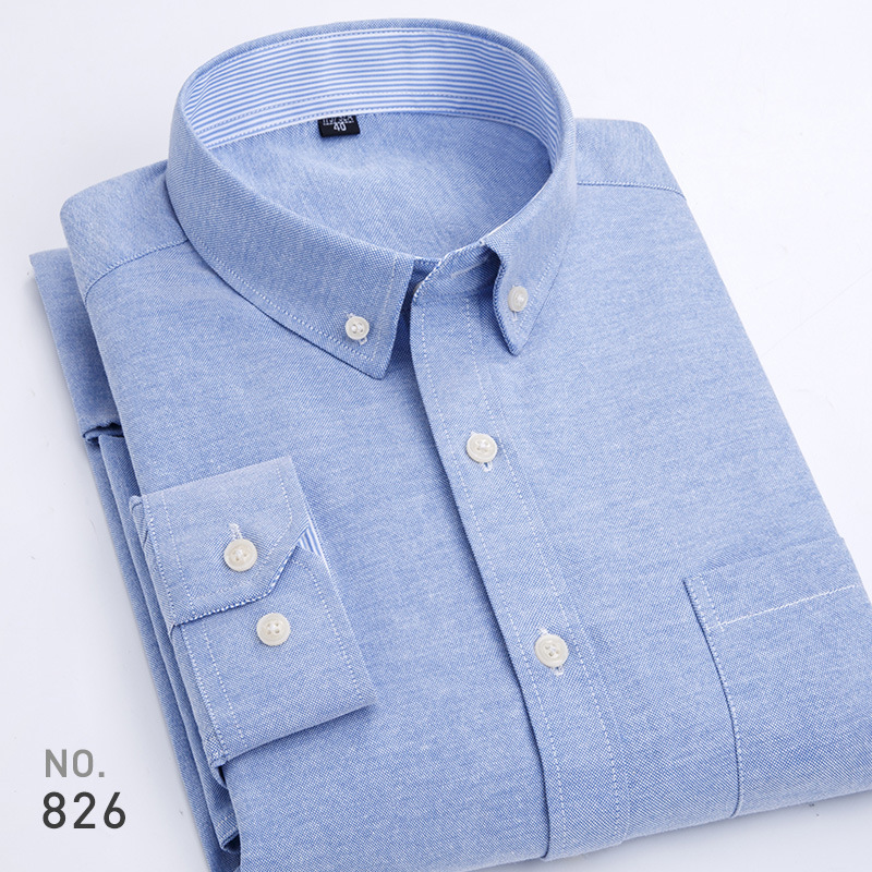 New Oxford Textile Shirt Youth Men's Korean Style Casual Striped Long Sleeve Shirt Men's Shirt Top Clothes Trendy Shirt