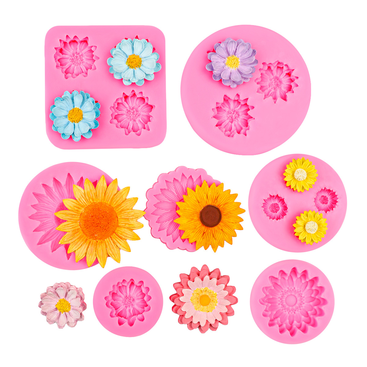 DIY Sunflower Handmade Flower Aromatherapy Plaster Sheet Silicone Daisy Flower Candle Mold Aromatherapy Plaster Fondant Mold