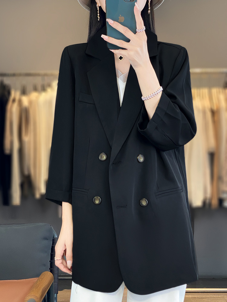 Women's Suit Jacket for Spring and Autumn 2024, New Thin Style, Versatile Design, Light Luxury Casual Double-Breasted