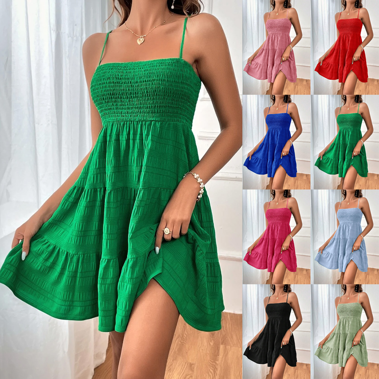 2024 Cross-border European and American Women's Dress Shein Amazon Foreign Trade Skirt Joker Skirt Beach Skirt Women's dress