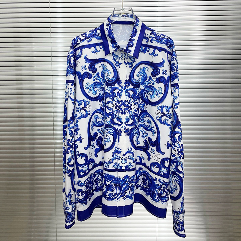 2025 new European and American cross-border foreign trade fashion youth fashion direct injection digital printing men's long sleeve shirt shirt