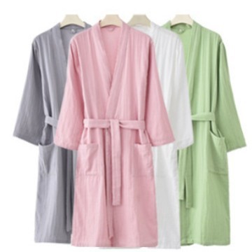 Pure Cotton Four-Season Class a Three-Layer Gauze Bathrobe, Home Wear, Sleepwear, Absorbent, Soft, Skin-Friendly, Suitable for Guesthouses and Hotels