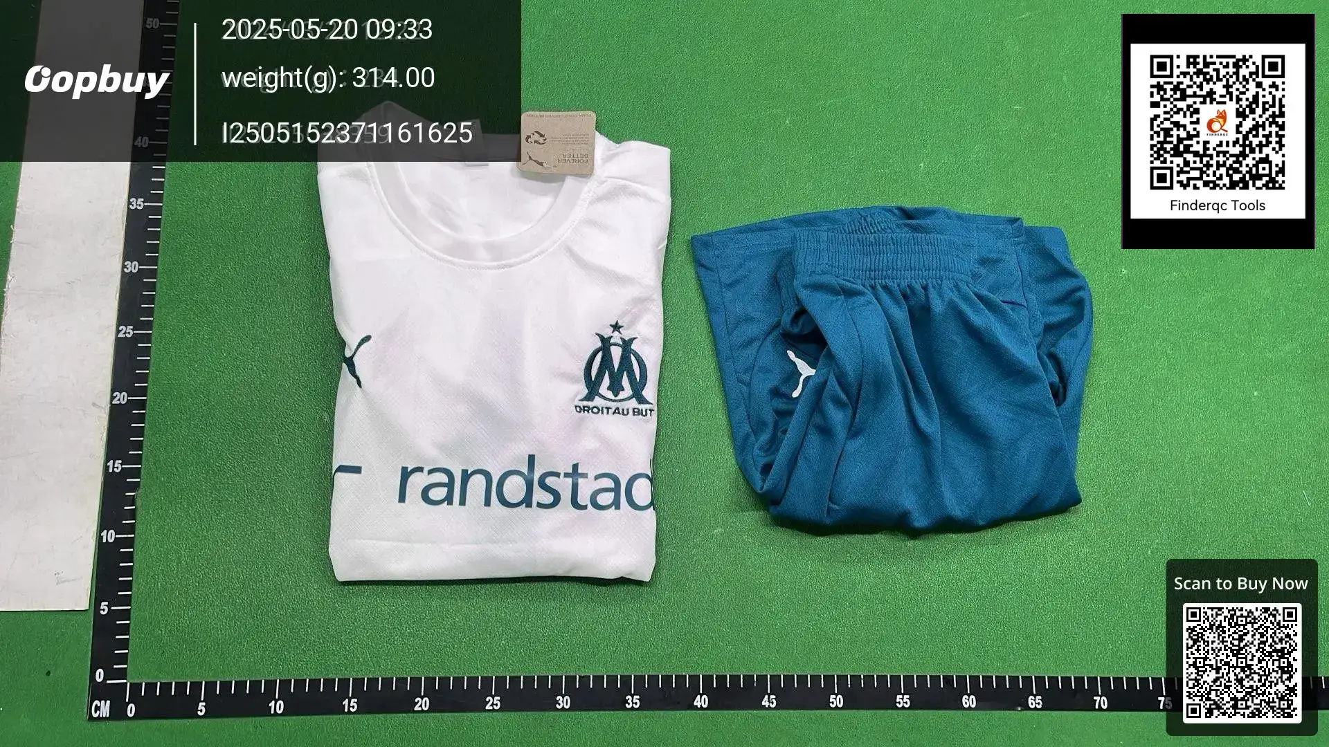 Marseille football training uniform short sleeve white blue
