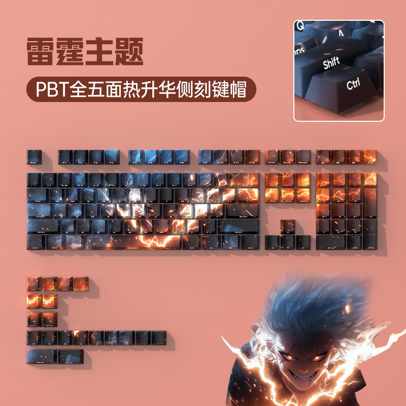 Pbt Dye-Sublimation Mechanical Keyboard Themed Keycaps with Side Engraving, Translucent, Custom Personalized Creative Two-Dimensional Original Factory Full Set