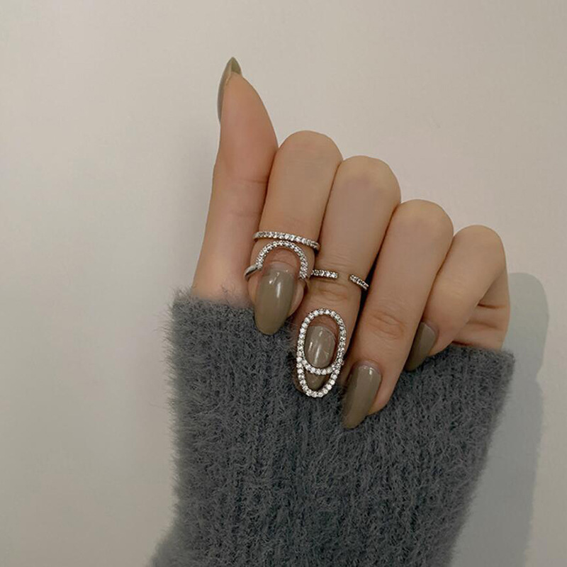 Cafe billion cross-border new European and American alloy geometric nail cover ring jewelry joint ring jewelry