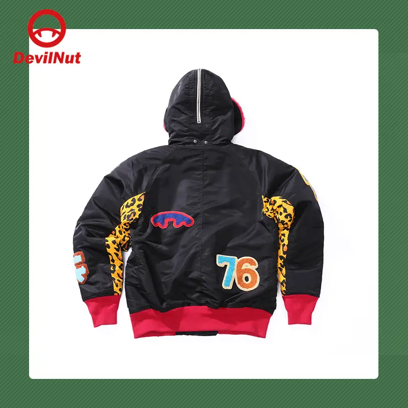 Devil Nut Trendy Devil Trendy Genderless Heattech Casual Embroidered Plaid Easiest for match jacket Cotton Clothes Asv