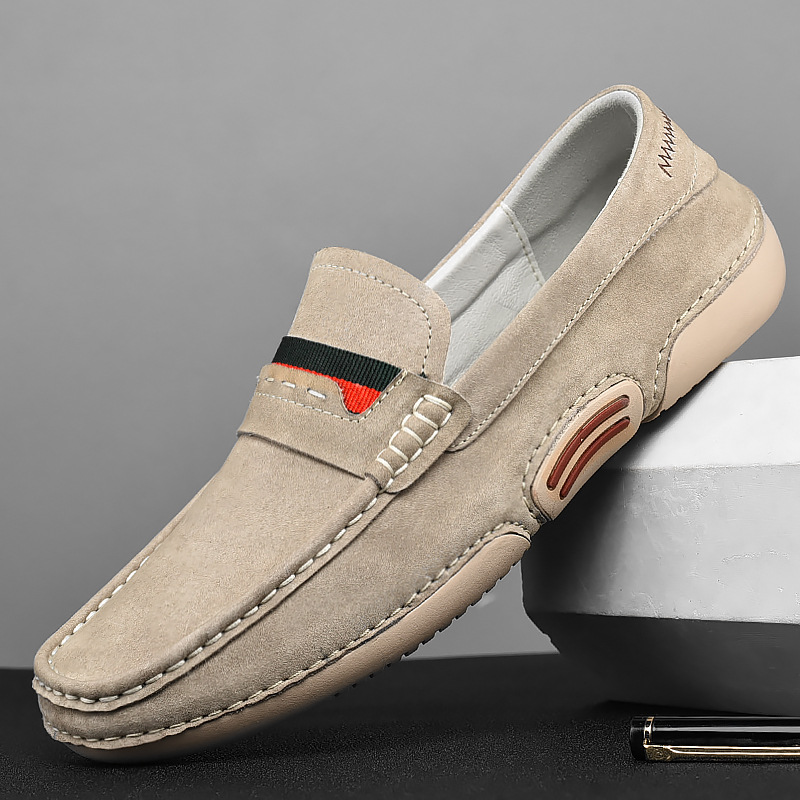 Doudou Shoes Men's Popular High-End Genuine Leather Casual Slip-On Loafers Men's Soft Sole Breathable Non-Slip Men's Shoes Large Size 46