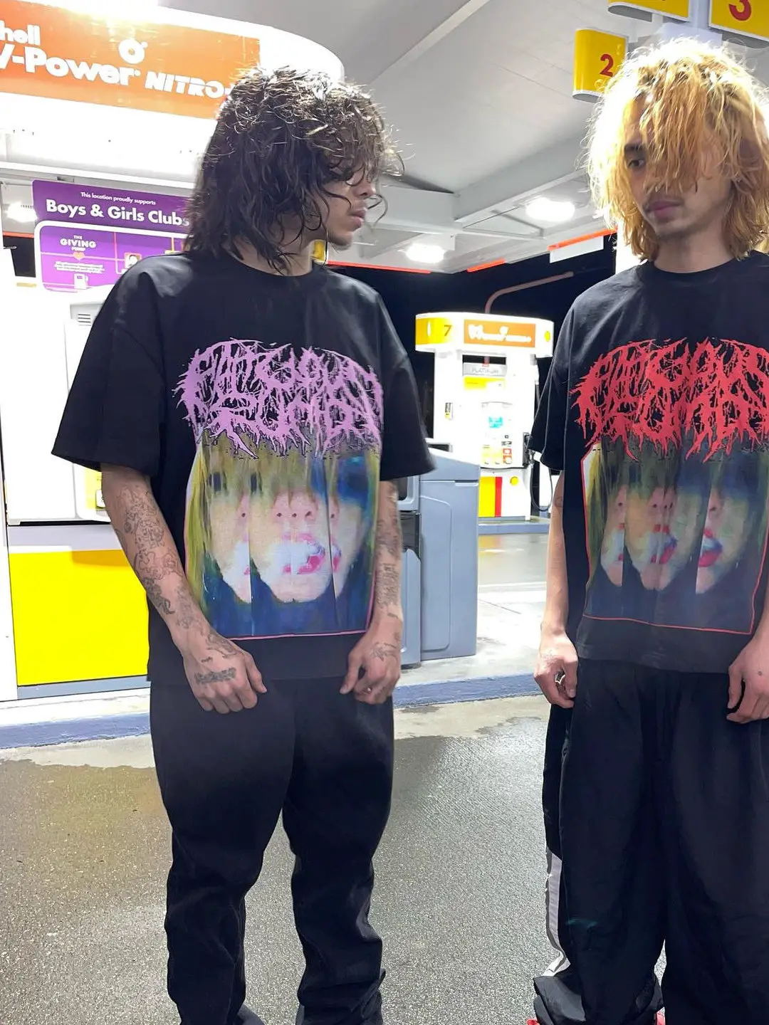 Harajuku Retro Drolandmiller Face Print Goth Style Graphic T-Shirt