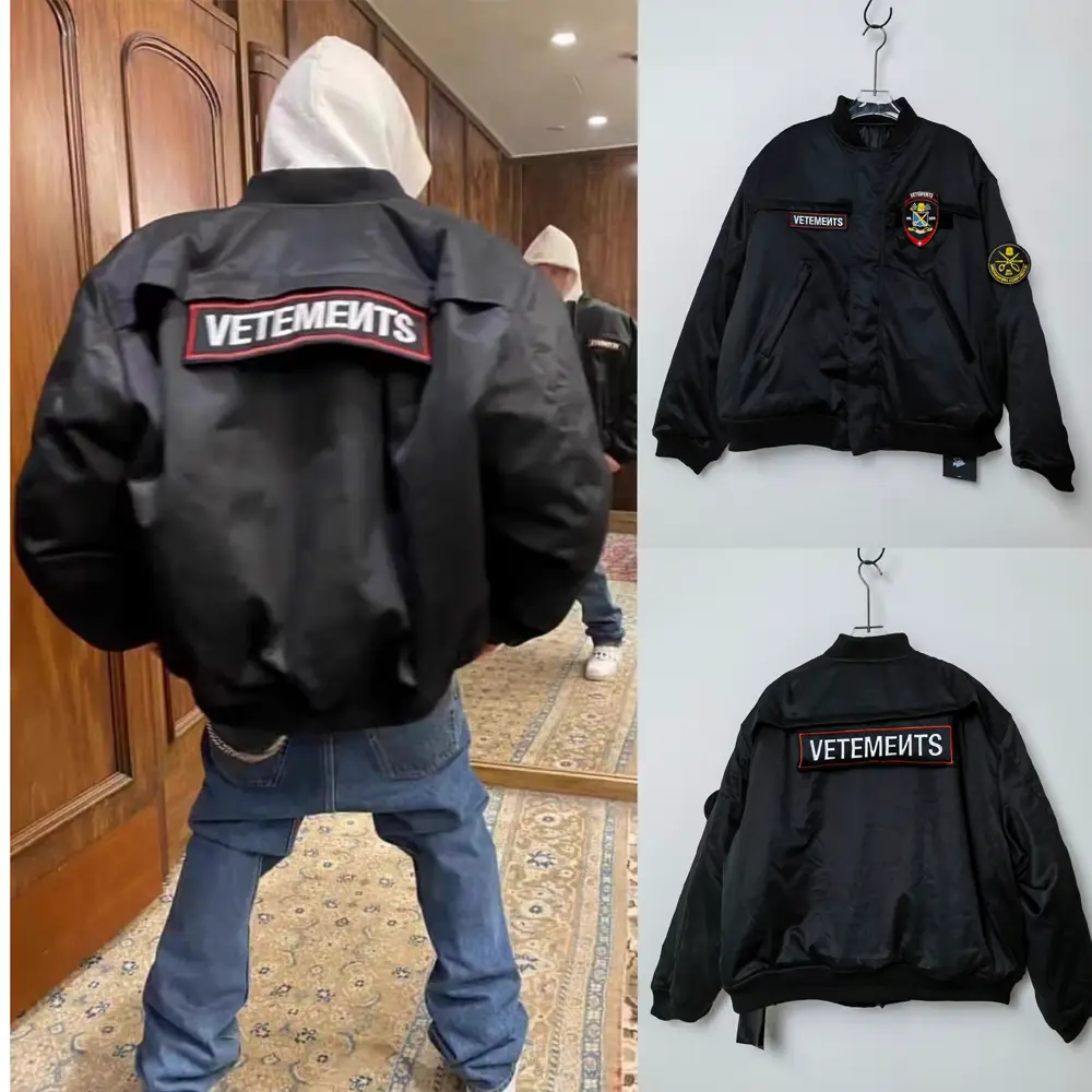 Vtm Velcro Embroider Flight jacket Cotton Jacket Outwear Men's and Women's Bomber Profile Fashion Cotton Jacket jacket Tops