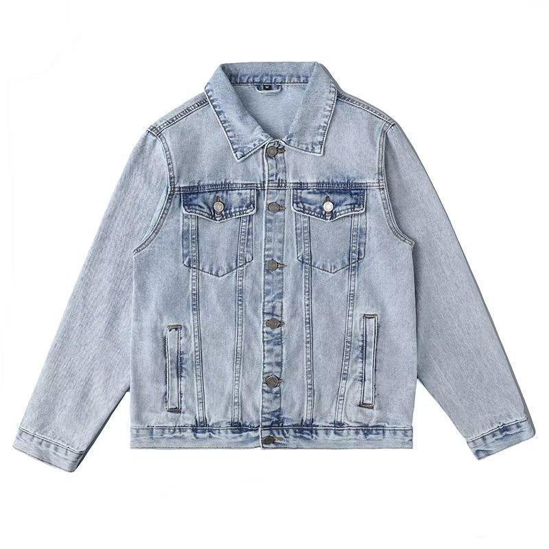 American Heavy Denim Jacket Men's and Women's 2022 New Loose Trendy Brand Work Jacket Korean Style Spring and Autumn Top Clothes Foto QC de 1688 na Qualit.ly