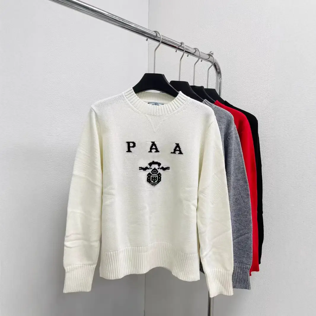 High-set Triangle Standard Classic Letter Jacquard Crewneck Knitted Sweater for Autumn and Winter 24 New Soft Joker Fashionable Sweater
