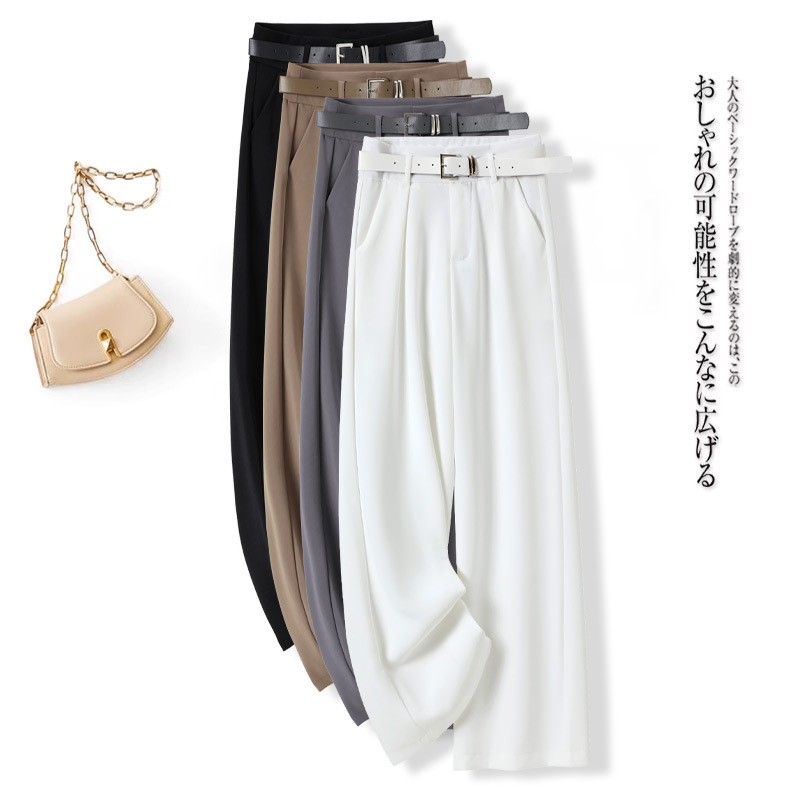 Ice Silk Thin Narrow Wide-Leg Pants for Women 2025 Summer New High-Waisted Slim Versatile Casual Straight Suit Pants