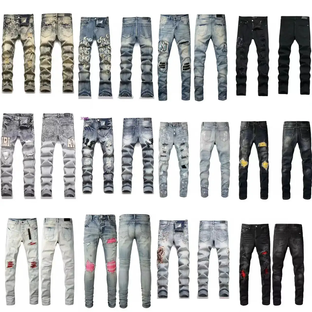 潮牌阿咪 重工艺水洗破洞WhatsApp: +853 6686 488